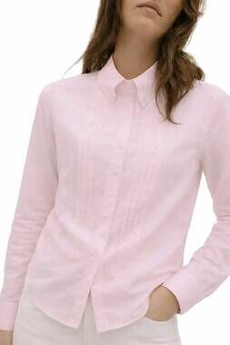 NEW SEVENTY pintuck button down shirt in pink